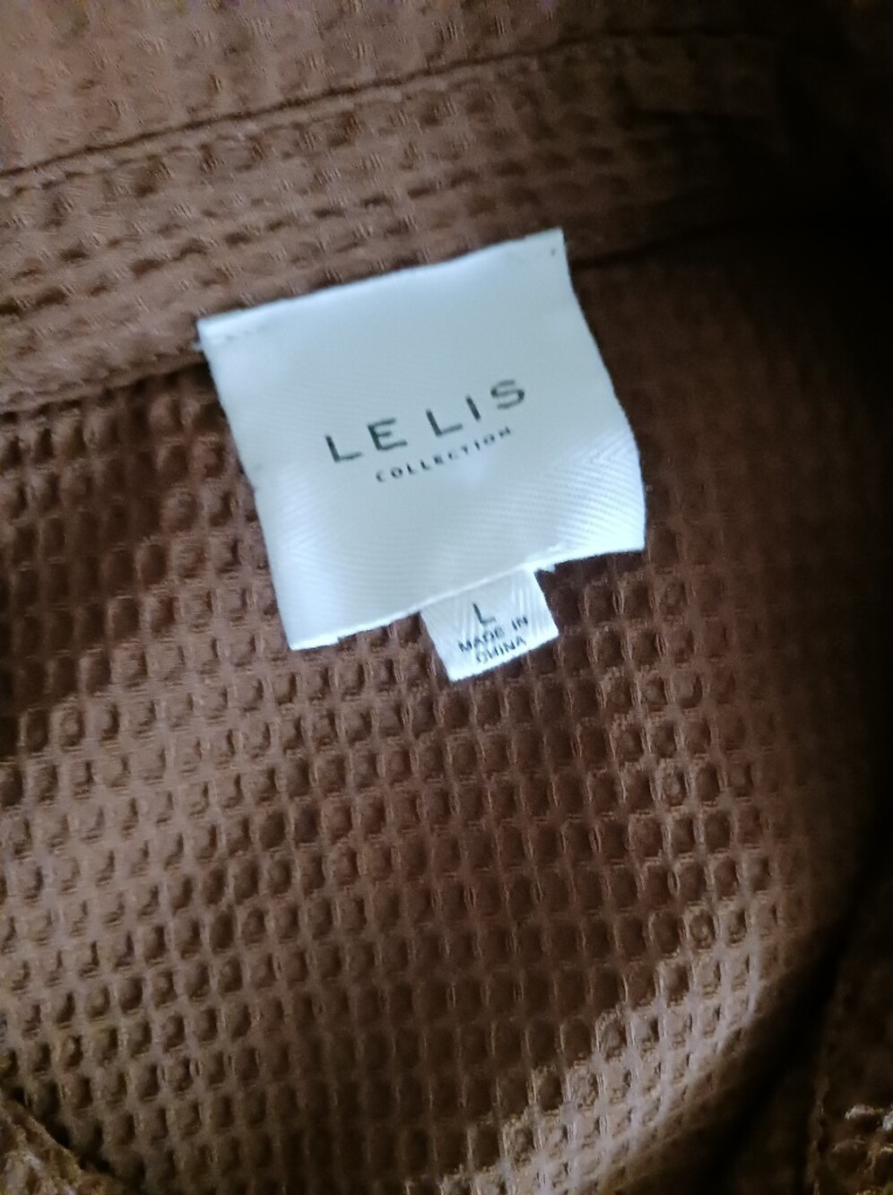 Le Lis Waffle-Knit Brown Button-Up Shirt - Picture 4 of 7